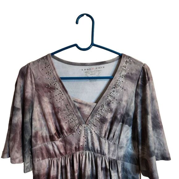 Lady Noiz Tie Dye Small Gray Rhinestone Top - Picture 3 of 7